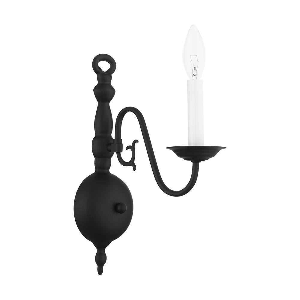 Black Traditional Colonial 1-Light Wall Sconce