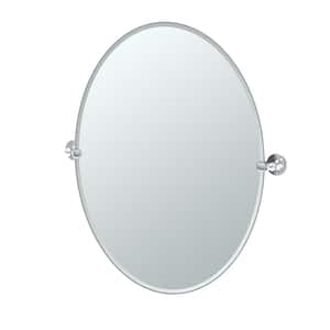Cafe 24 in. W x 32 in. H Frameless Oval Bathroom Vanity Mirror in Chrome