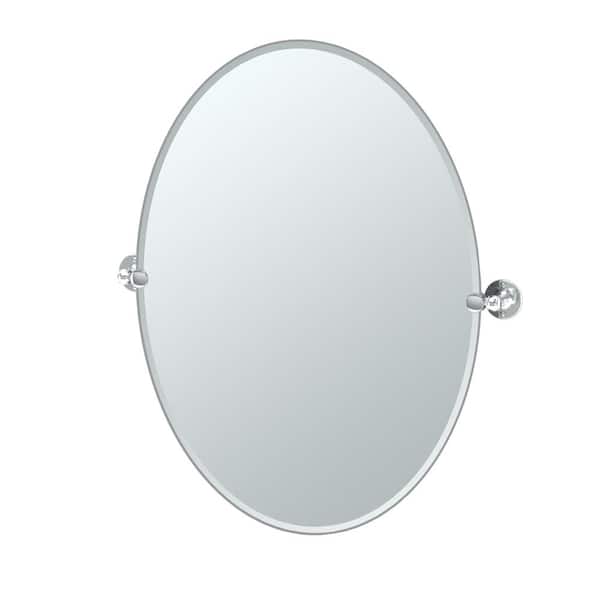 Gatco Cafe 24 in. W x 32 in. H Frameless Oval Bathroom Vanity Mirror in Chrome