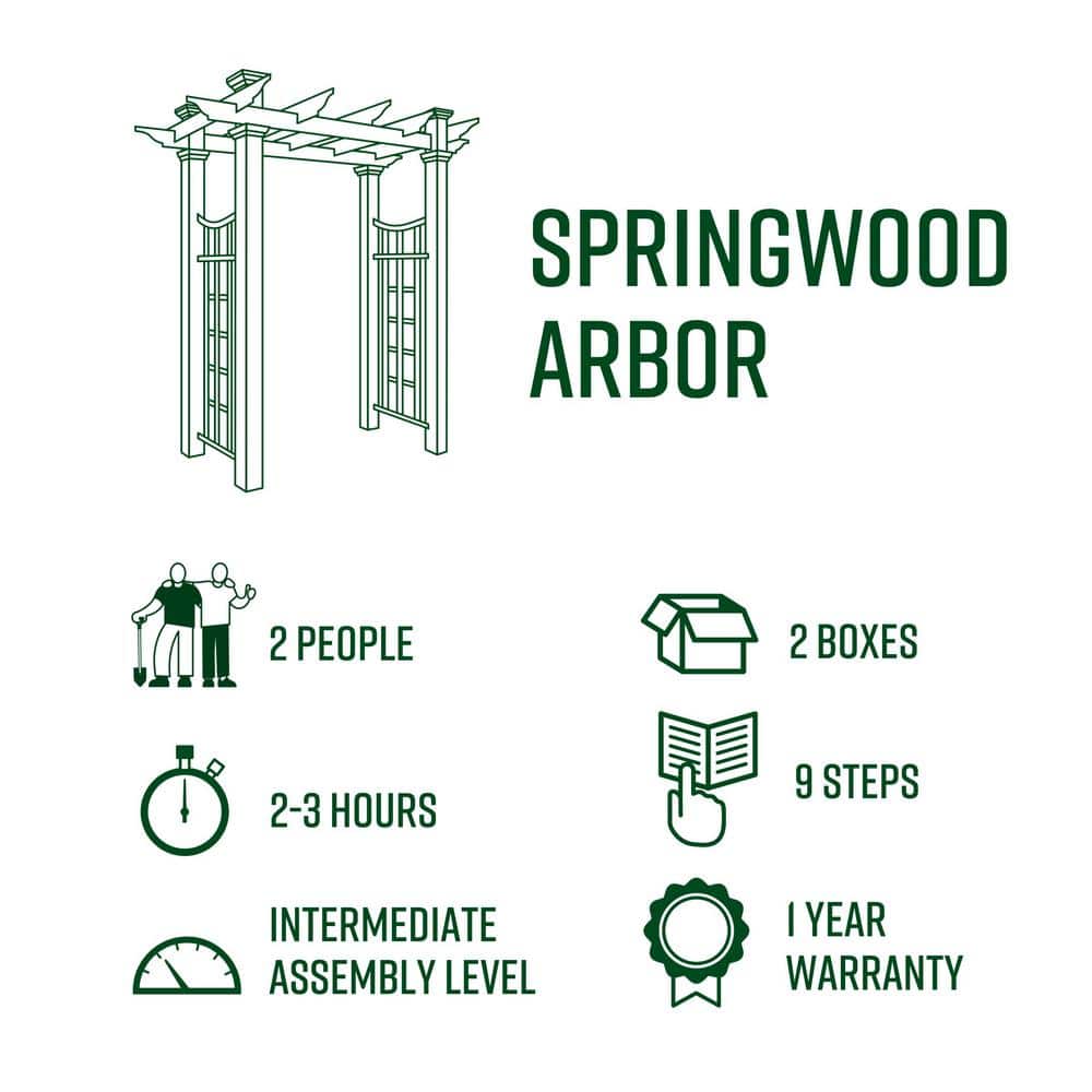 Springwood Golden Brown Cedar Wood Arbor with Flat Roof