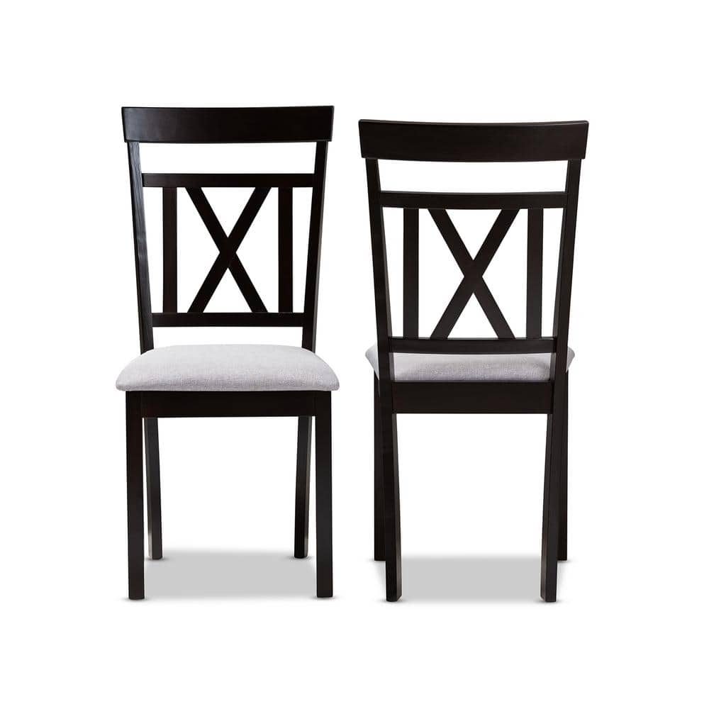 High Cross-Back Brown Leather Parsons Side Chair with Wood Frame