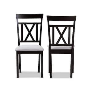 Rosie Gray and Espresso Brown Fabric Dining Chair (Set of 2)