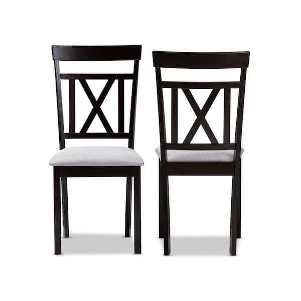 Baxton Studio Rosie Gray and Espresso Brown Fabric Dining Chair (Set of 2)