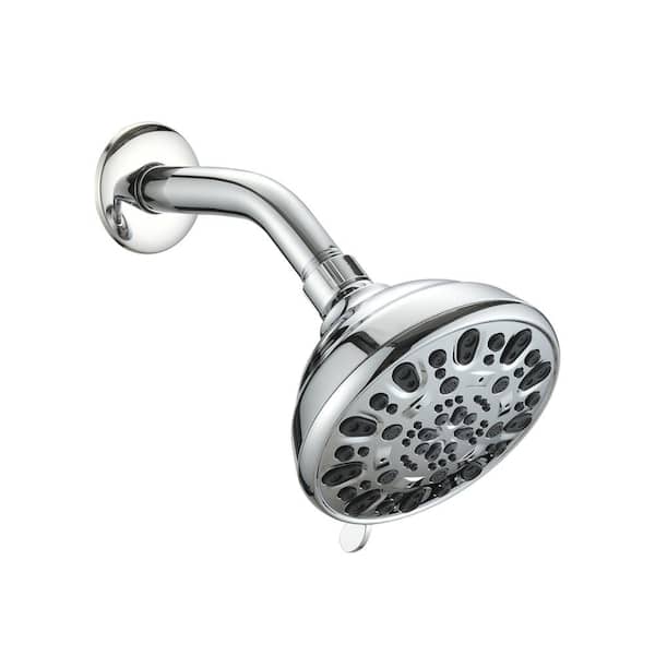 Fapully 6-Spray Patterns 1.8 GPM 4.72 in. Wall Mount Fixed Shower Head with Easy To Install in Chrome