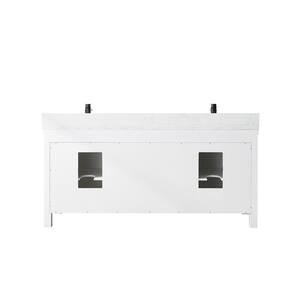 72 in. W x 22 in. D x 33.9 in. H Bathroom Vanity in White with White Stone Composite Countertop without Mirror
