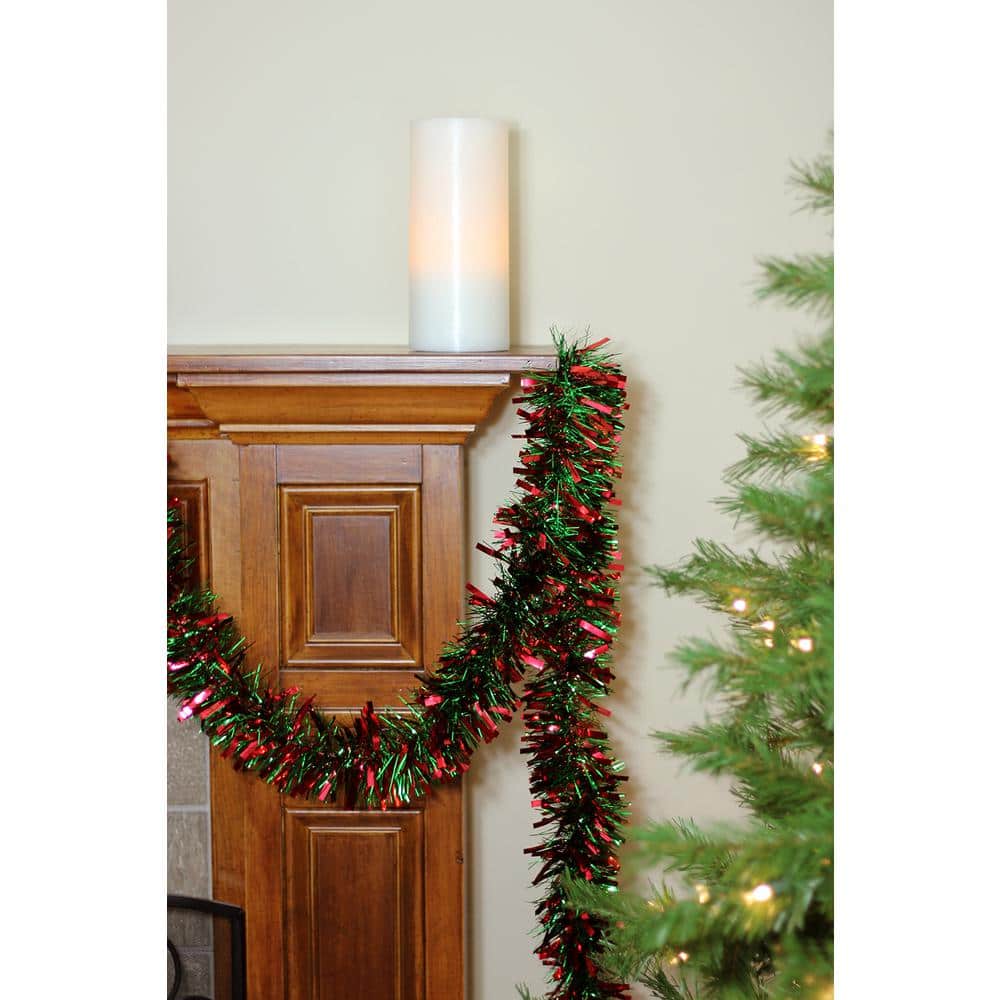 50 ft Red and Green Wide Cut Tinsel Christmas Garland