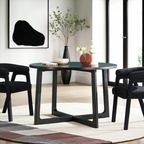Walker Edison Furniture Company Modern Black Solid Wood 47 in. Cross Legs Dining Table with Geometric Leg Design (Seats 4)