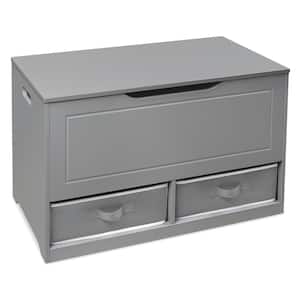Gray Up and Down Toy and Storage Box with Two Baskets