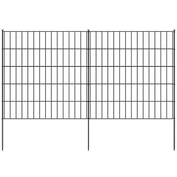 Series 35. 5 in. Metal Garden Fence 17. 7 ft. Length 6 Panels 7 Stakes Border Animal Barrier No Dig Black