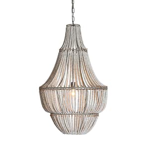 Bungalow Lane 1-Light White Washed Beaded Chandelier