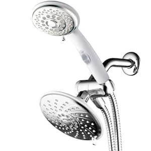 30-spray 6 in. Dual Shower Head and Handheld Shower Head with Waterfall in Chrome