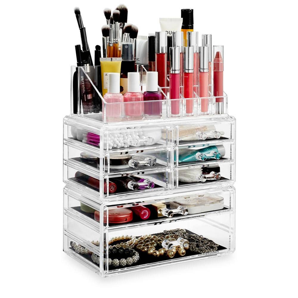 Clear Acrylic 16 Compartment Makeup and Jewelry Organizer