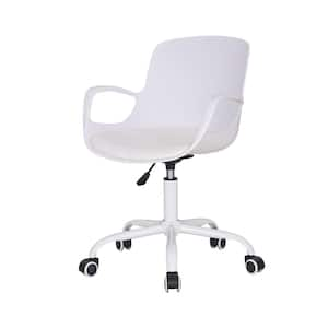 White Ergonomic Office Chair, Adjustable Height, 360° Swivel, 16.5 in. W Seat with Wheels, Comfortable Desk Chair