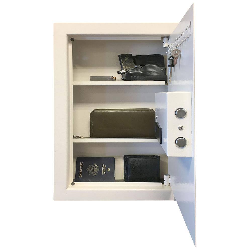 Small Beige Steel Wall Safe with Electronic Lock