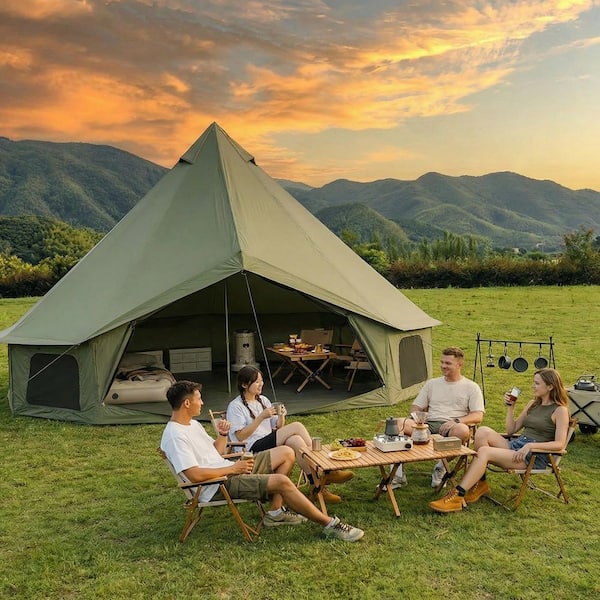 DSNAPE 16.4 ft. 8-10 Person Bell Tent with Stove Jack, Oxford