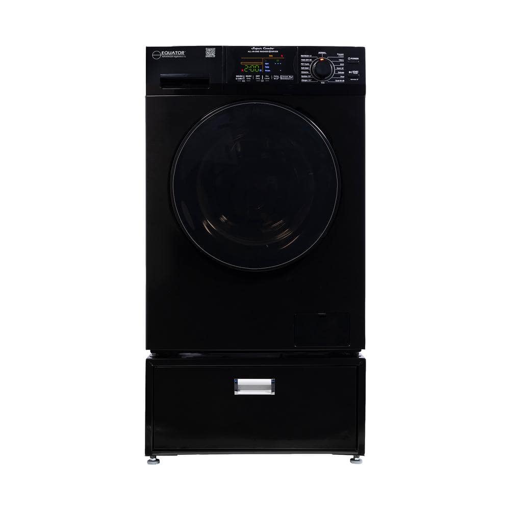 Equator 1.62 cu. ft. 110-Volt Vented/Ventless Sani Washer Dryer Combo Pet Cycle Plus Pedestal in Black