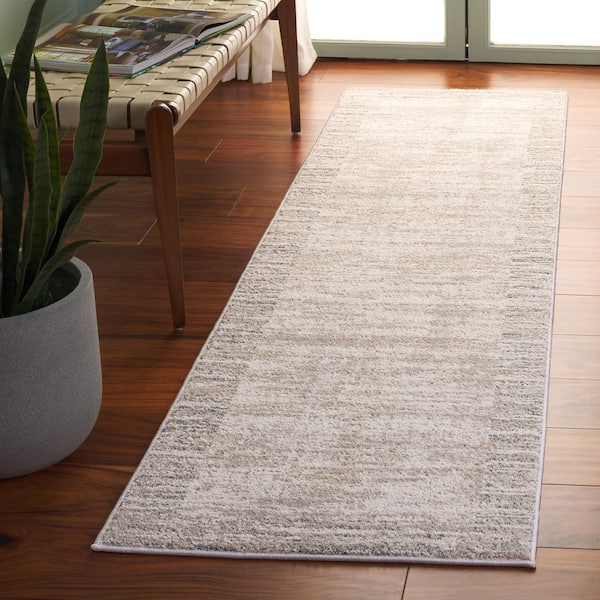 Northport 2 ft. x 8 ft. Ivory/Gray Distressed Border Runner Rug