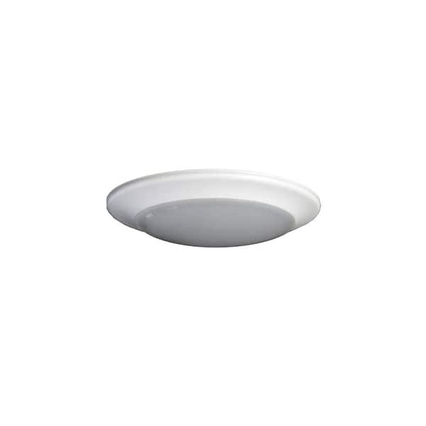AMAX LIGHTING Round Disk Light Length 6 in. White Round Fixture 3000K Warm White New Construction Recessed Integrated Led Trim Kit
