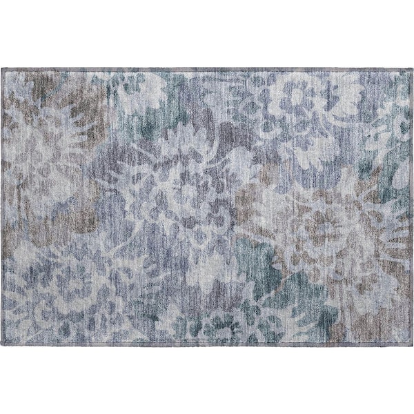 Mayfield Premium Machine Washable Abstract AMF2028 Blue 2 ft. x 3 ft. Accent Rug