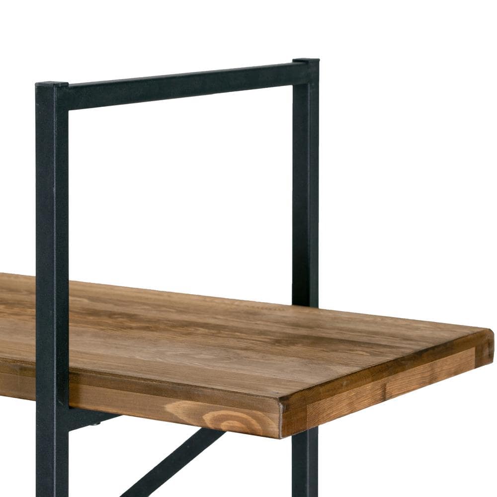 Ailis 65" Black Metal Frame Pine Wood Etagere Bookcase