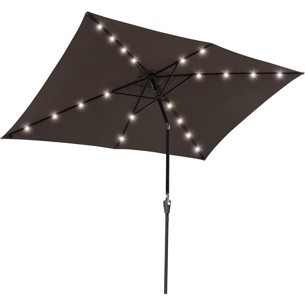10 ft. X 6.5 ft. Solar Rectangle Outdoor Tilt Patio Umbrella Multiple Color