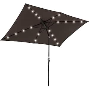 10 ft. X 6.5 ft. Solar Rectangle Outdoor Tilt Patio Umbrella Multiple Colors, Brown
