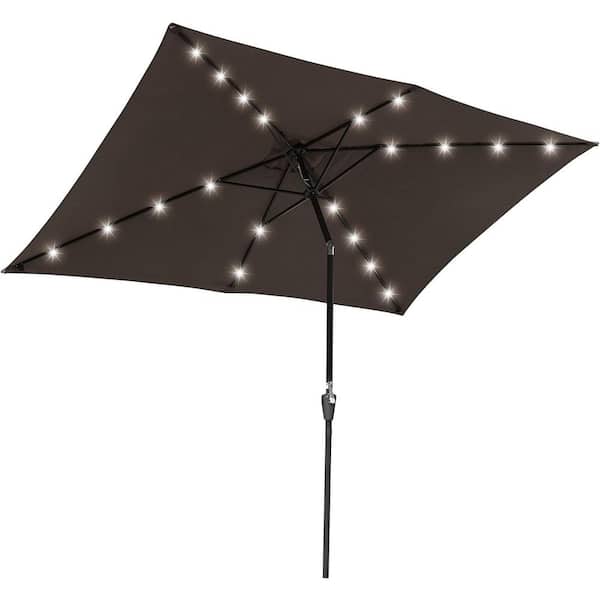 Unbranded 10 ft. X 6.5 ft. Solar Rectangle Outdoor Tilt Patio Umbrella Multiple Colors, Brown