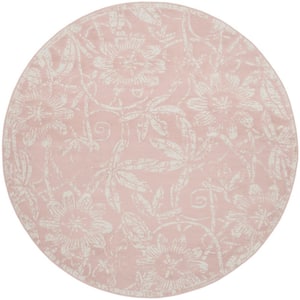 Whimsicle Pink 5 ft. x 5 ft. Floral Contemporary Round Area Rug