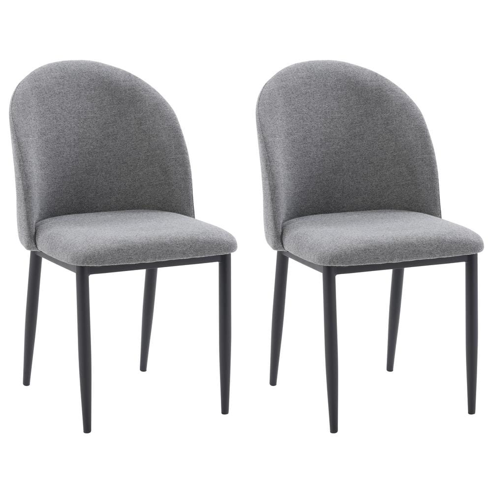 CorLiving Nash Gray Round Back Side Chair with Black Legs (Pair of 2), Grey -  DDW-404-C