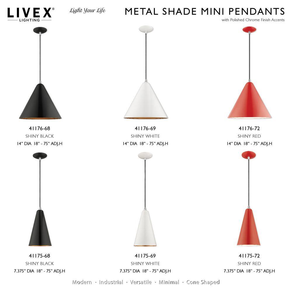 Modern Mini Pendant Light in Shiny Red with White Interior Finish