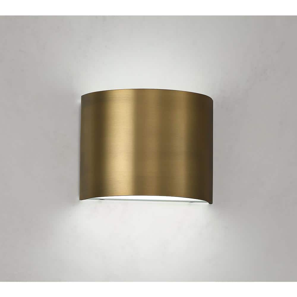 Aged Brass 7" LED Outdoor Wall Sconce