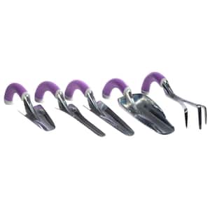 Natural Radius Grip (5-Pieces) Ergonomic 6 in. Handle Garden Hand Tool Set in Purple