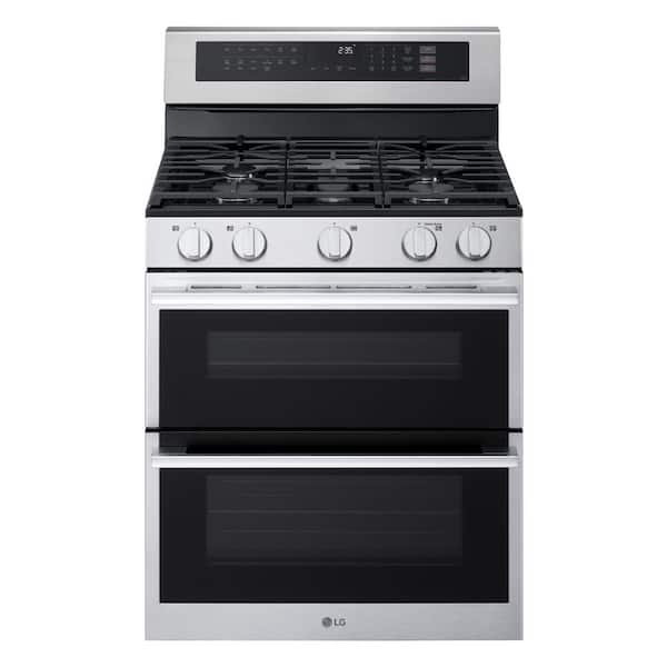 30 in. 6.9 cu. ft. 5 Burners Smart Wi-Fi Freestanding Double Oven Gas Range in Stainless Steel with Probake Covection