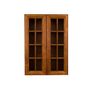 Cambridge Assembled 24x42x12 in. Wall Mullion Door Cabinet with 2 Doors 3 Shelves in Chestnut