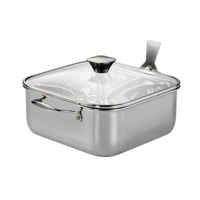 6 qt. Stainless Steel Tri-Ply Clad 11 in Covered Square Roaster with lid
