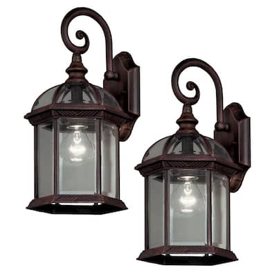 Outdoor Weathered Bronze Wall Lantern Sconce (2-Pack)