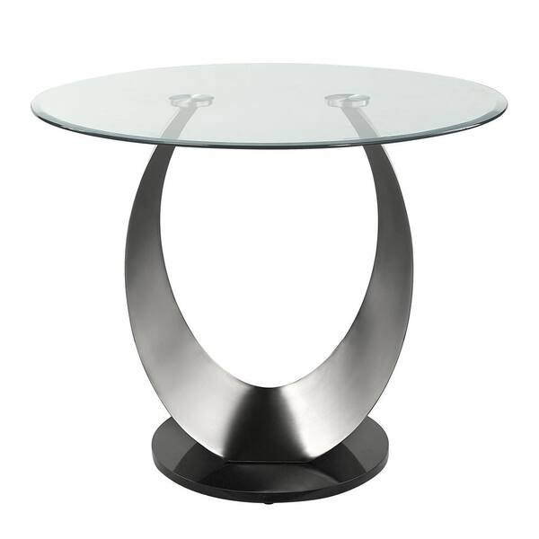 Furniture of America Anselm Modern Sliver Glass 42 in. Pedestal Round ...