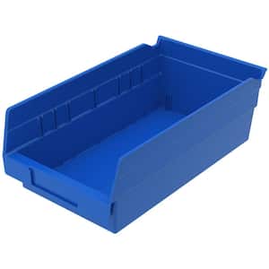 Mobile Gravity Shelf Bin Organizer - 4 x 12 x 4 Blue Bins H