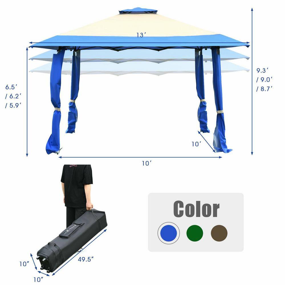 Blue and Beige 13' x 13' Pop-Up Canopy Tent with Steel Frame