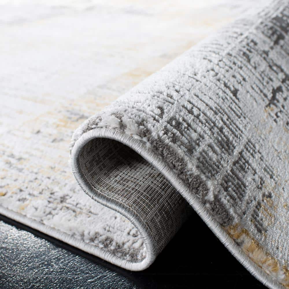 Reversible Abstract Grey-Beige Synthetic Area Rug 5'3" x 7'6"
