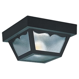 2-Light Black Outdoor Ceiling Fixture