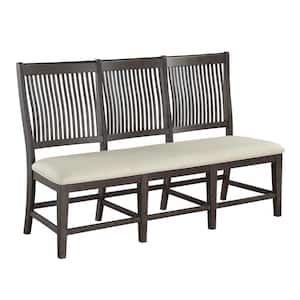 Brenda Rustic Beige Linen Dining Bench with Back 25 in .