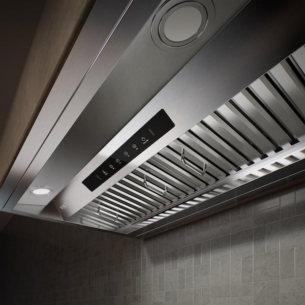 36 in. 900 CFM Convertible Insert Range Hood Stainless Steel with Baffle Filters, LED and Gesture Control
