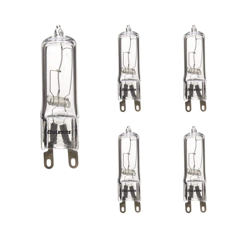 25W Clear Glass Dimmable Halogen Tube Bulbs, 5-Pack