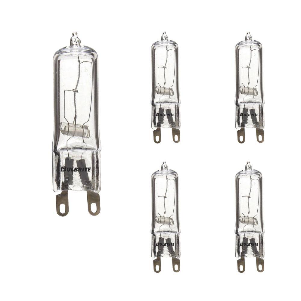 25W Clear Glass Dimmable Halogen Tube Bulbs, 5-Pack