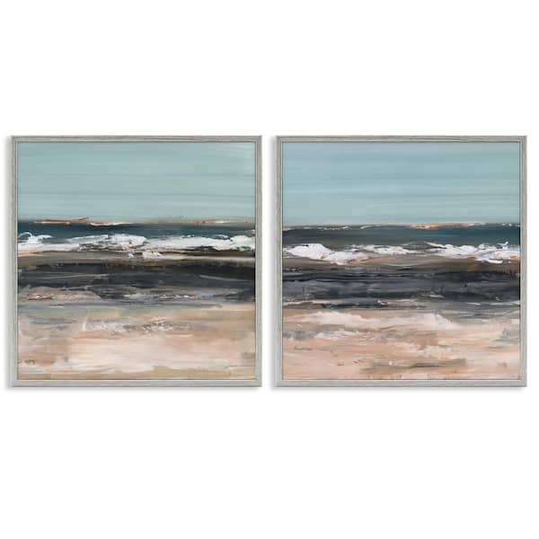 Summer Waves Abstract by Ethan Harper 2 Pieces Gray Framed Abstract Giclee Art Print 24 in. x 24 in.