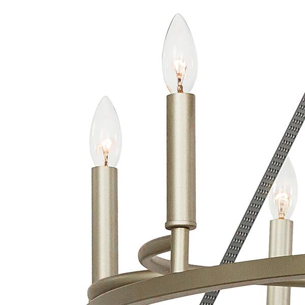 Vanity Art 60W 22-Light in White/Antique Silver Candle Style Wagon Wheel Chandelier Light, Bulb Not Included