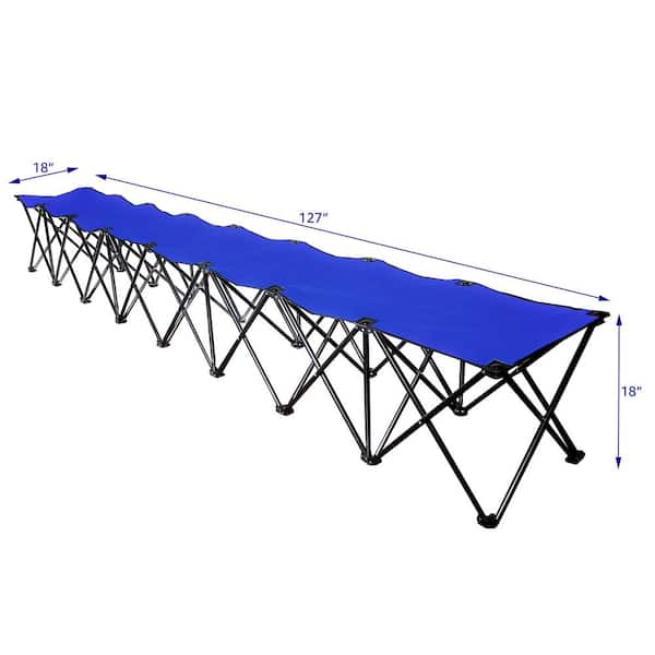 Portable 8-Seater Folding Team Sports Sideline Bench (Blue)