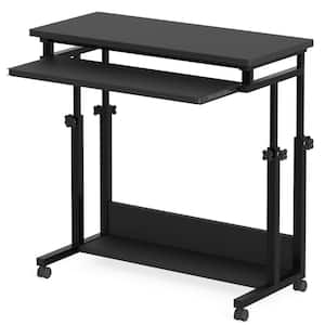 Andrea 31.5 in. Black Mobile Drawing Wood Desk Height Adjustable Laptop End Storage Shelf Computer Cart Keyboard Tray