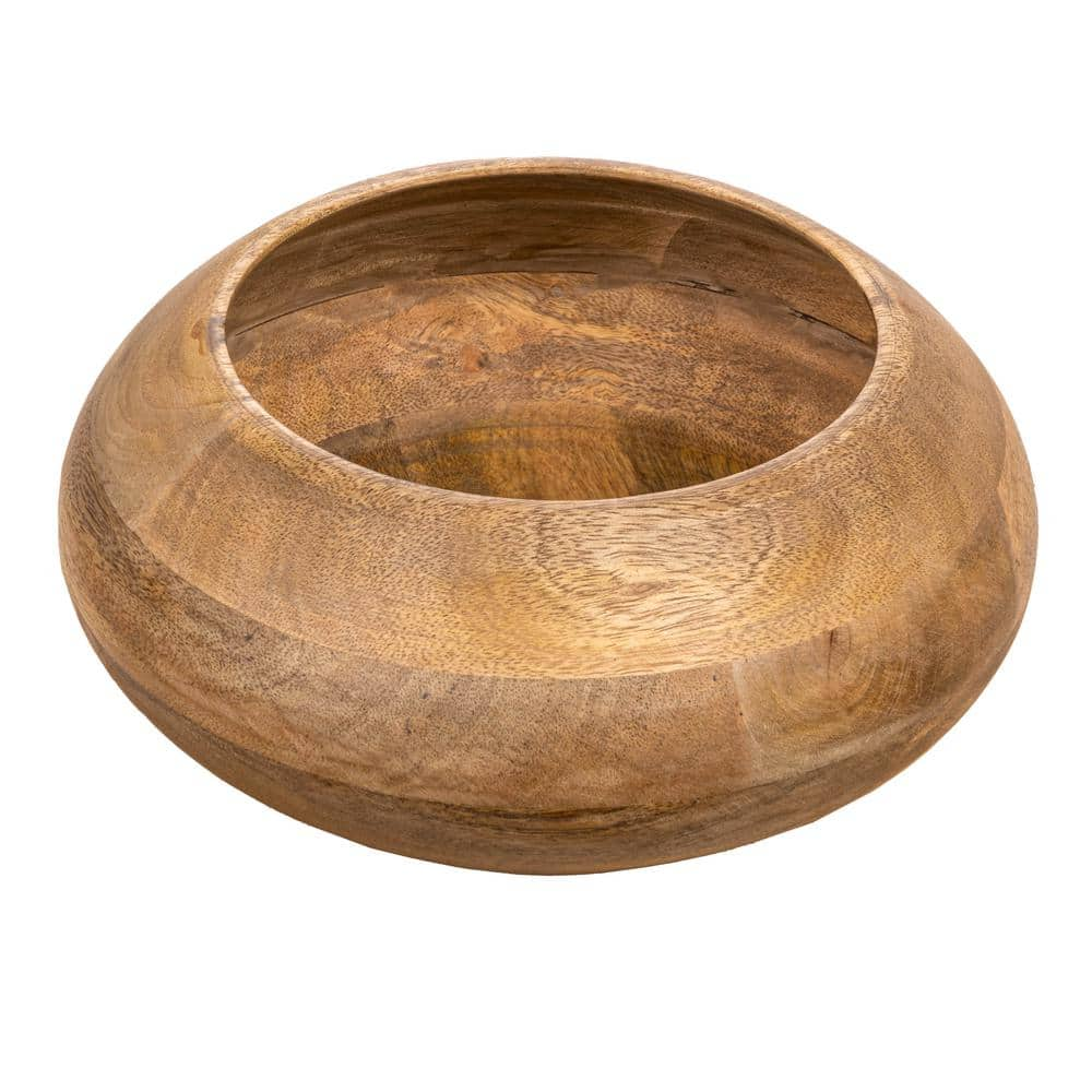 Storied Home 168 fl. oz. 9.25 in. Natural Brown Mango Wood Serving Bowls (Set of 1)